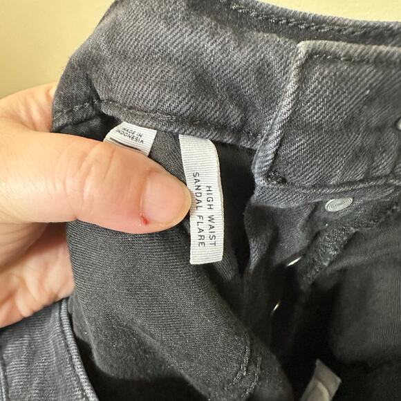 Loft Denim High Waist Sandal Flare Jeans Button Fly Raw Hem Womens Size 30 / 10 - Picture 8 of 8